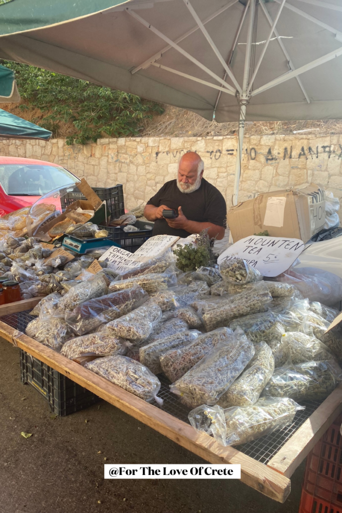 Cretan herbs from farmers' market, Minoos Street, Chania.