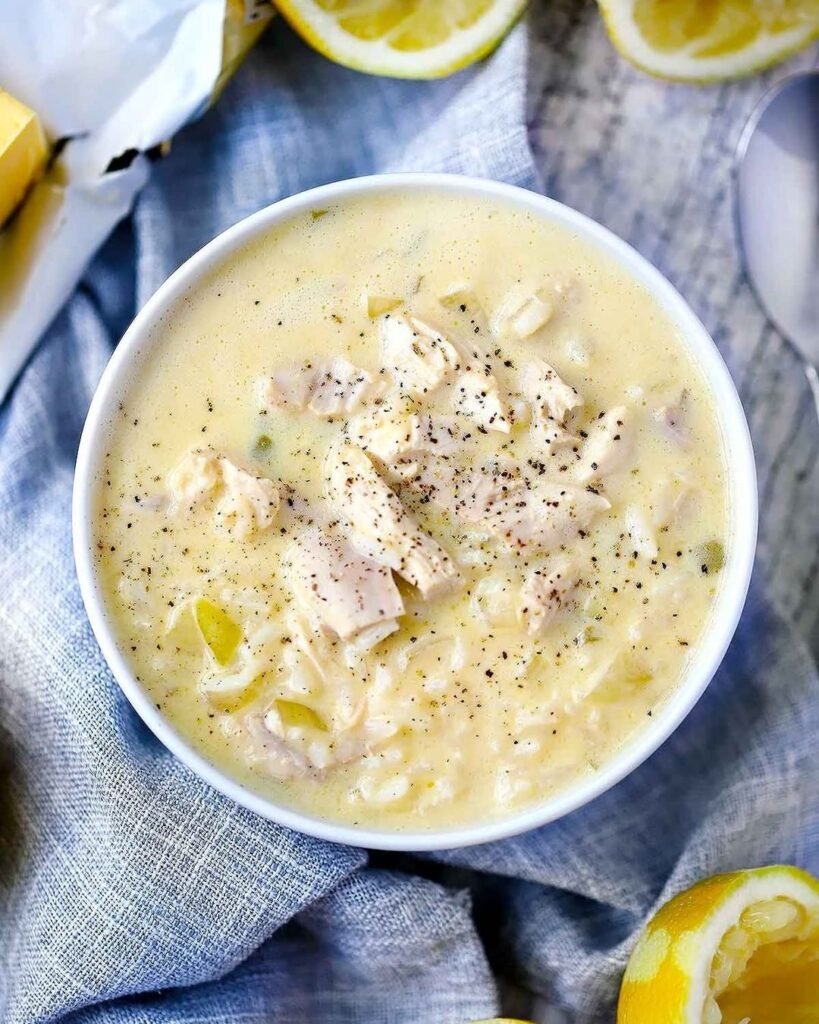 Avgolemono Soup, Greek soup.