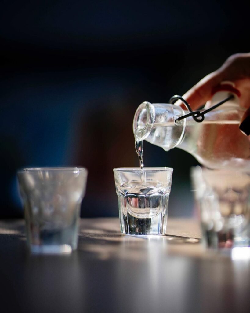 Crystal clear Cretan raki. 