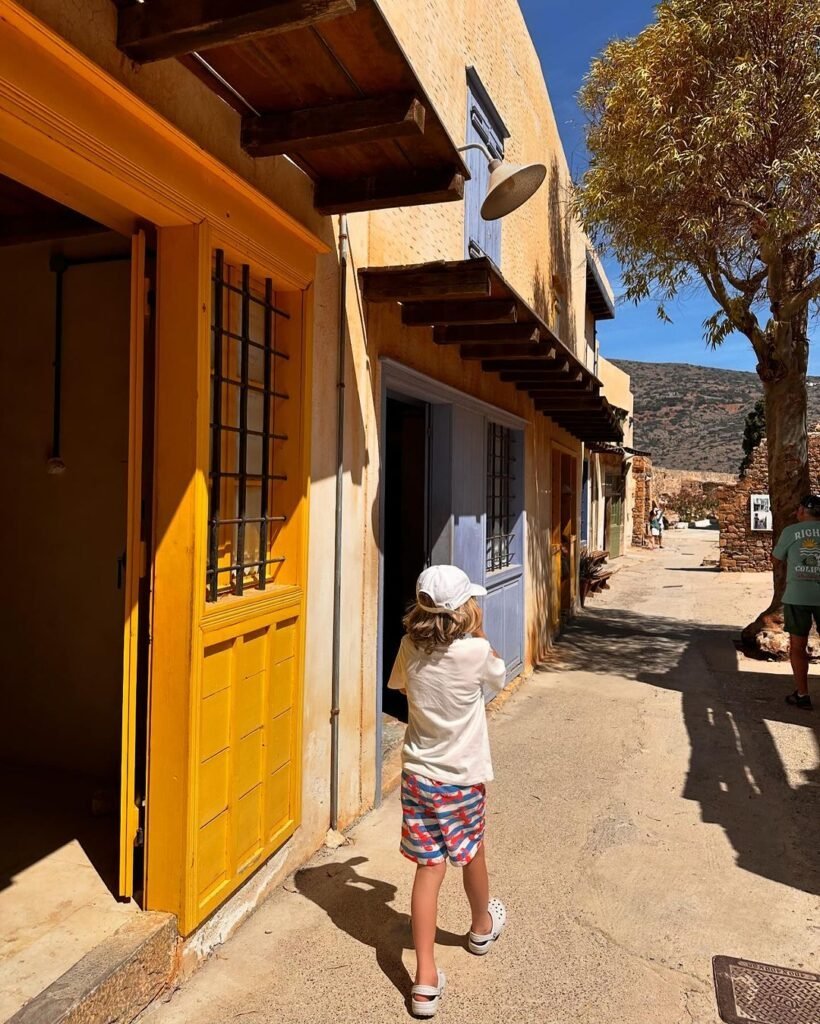 Exploring the Market Street on Spinalonga Island, Crete, Greece. 