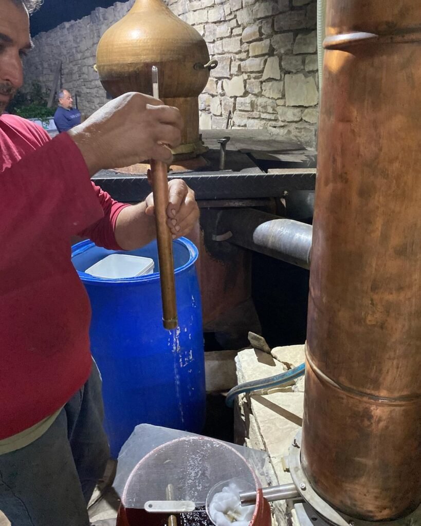 Distillation from Cretan grapes in the distillery in Anomoulia, Heraklion. 