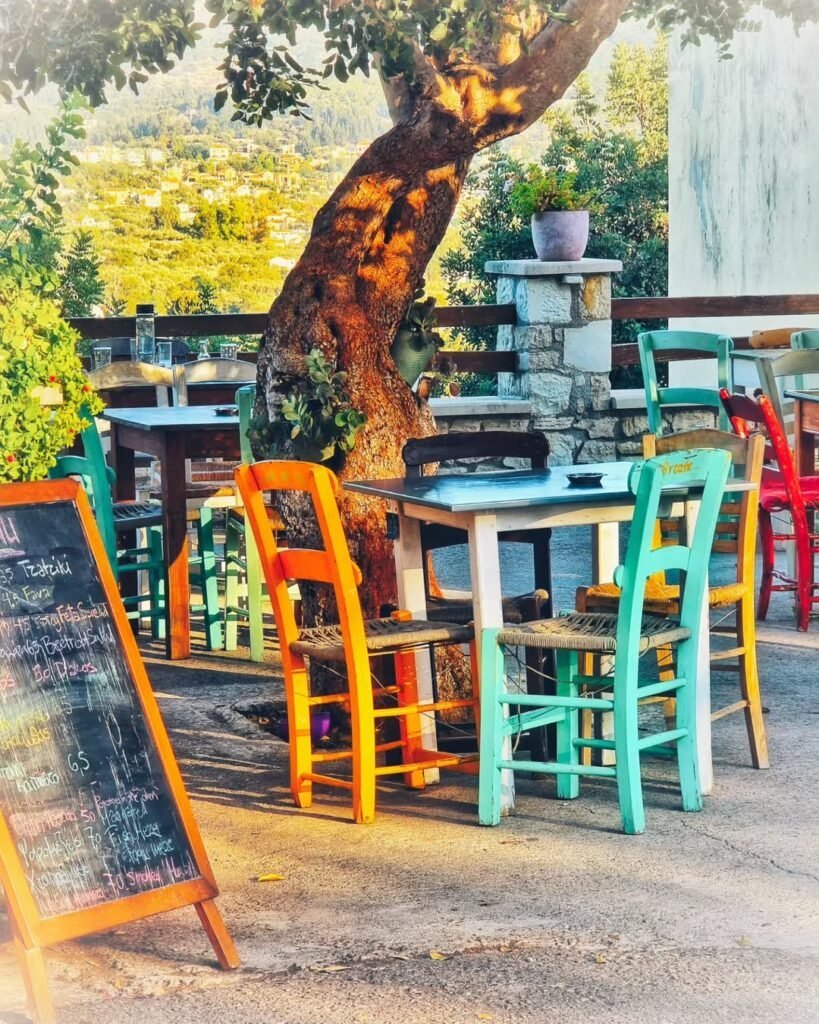 Cretan Kafenion in Douliana Village, Crete, Greece. 