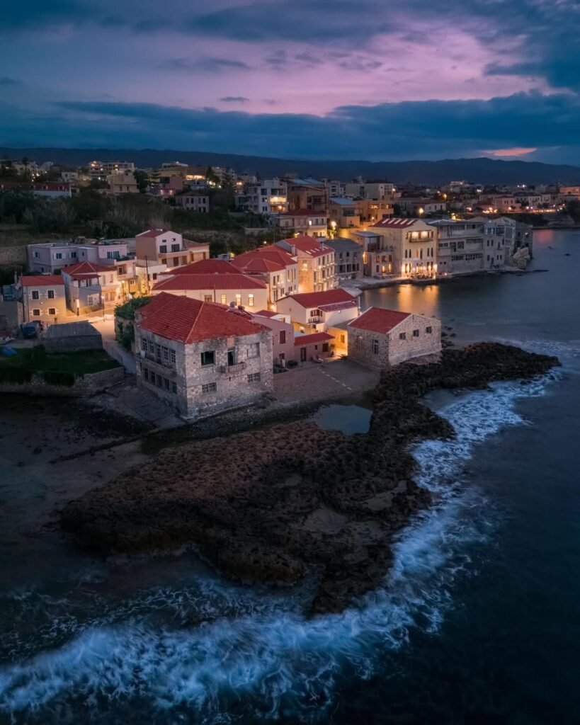 An aerial view of the old tanneries in the picturesque area of Tabakaria, Chania, Crete. 