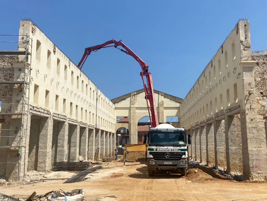 Earlier stages of the renovation at the Municipal Market of Chania (Agora).