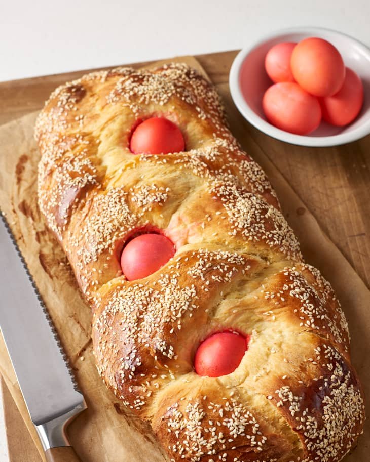 Greek traditions preserved by Cretan Crypto-Christians: Tsoureki bread and red-dyed eggs.