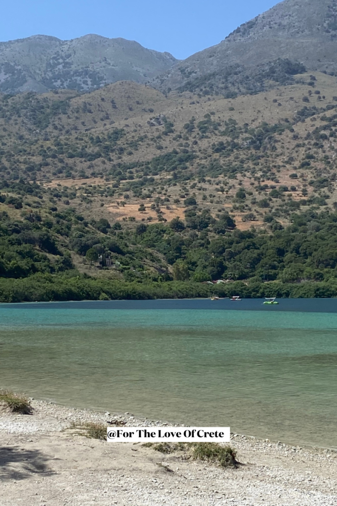 Lake Kournas, the only natural freshwater lake on the island, nestled in the Apokoronas region.