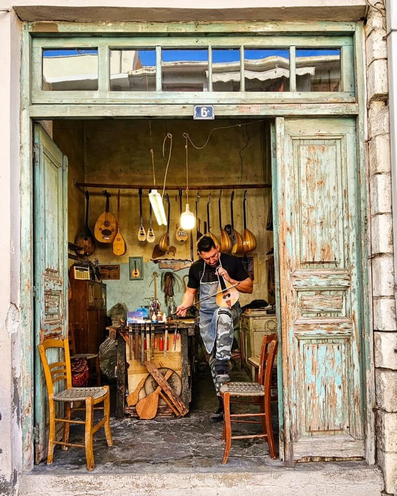 In the heart of Rethymno, master instrument maker Nikos Papalexakis crafts traditional Cretan lyras, preserving the island’s musical heritage with skill and passion. 