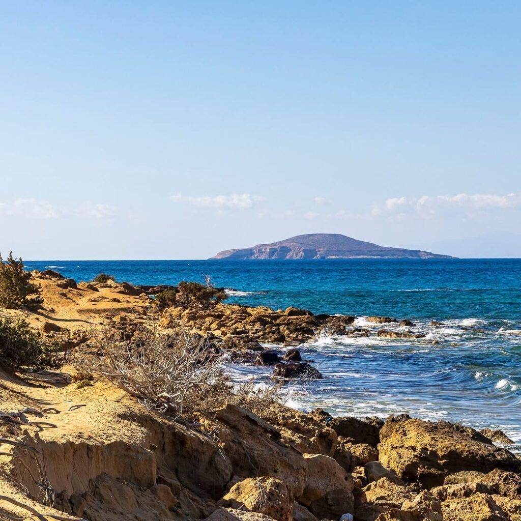 Gavdopoula, Gavdos’ uninhabited neighbor, rises from the Libyan Sea like a silent guardian of Crete’s southern frontier. 