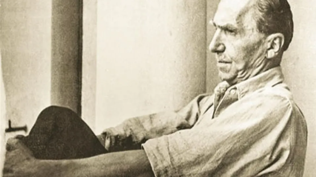 Nikos Kazantzakis in a moment of deep reflection—his restless mind forever seeking meaning, freedom, and the essence of human existence.