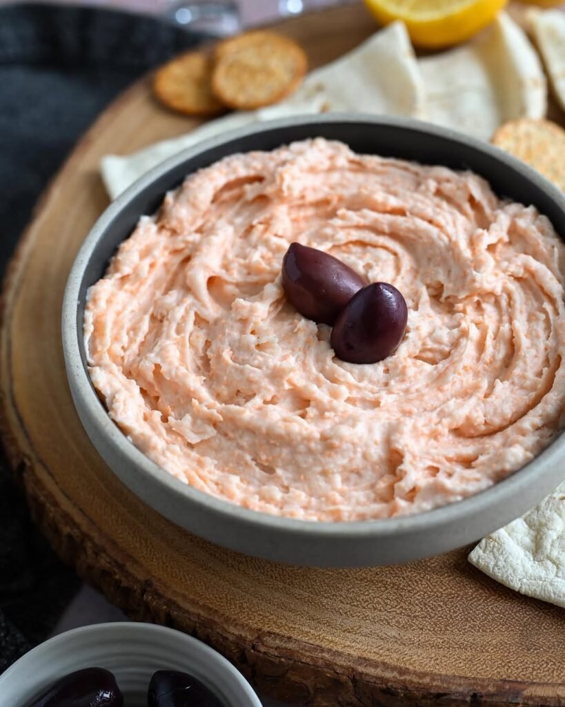 Creamy, briny, and full of flavor, taramosalata is made from fish roe, lemon juice, and olive oil, blending the taste of the sea into a perfect meze spread. 