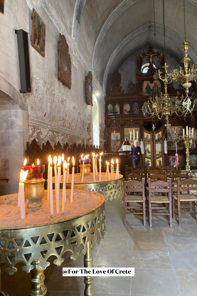 The church at Arkadi Monastery remains active today—its architecture reflecting the mix of Western and Eastern influences found throughout Crete.