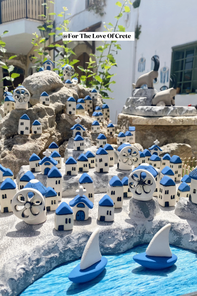 The souvenirs in Margarites are tiny works of art—handcrafted scenes that capture the magic of Greece in miniature.