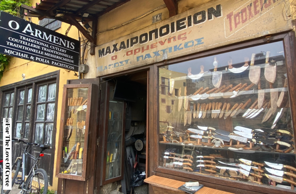 One of the most iconic crafts in Crete: the handmade Cretan knife. This is O Armenis in Chania Old Town—where we personally bought our own authentic piece of tradition, crafted with care, poetry, and precision.