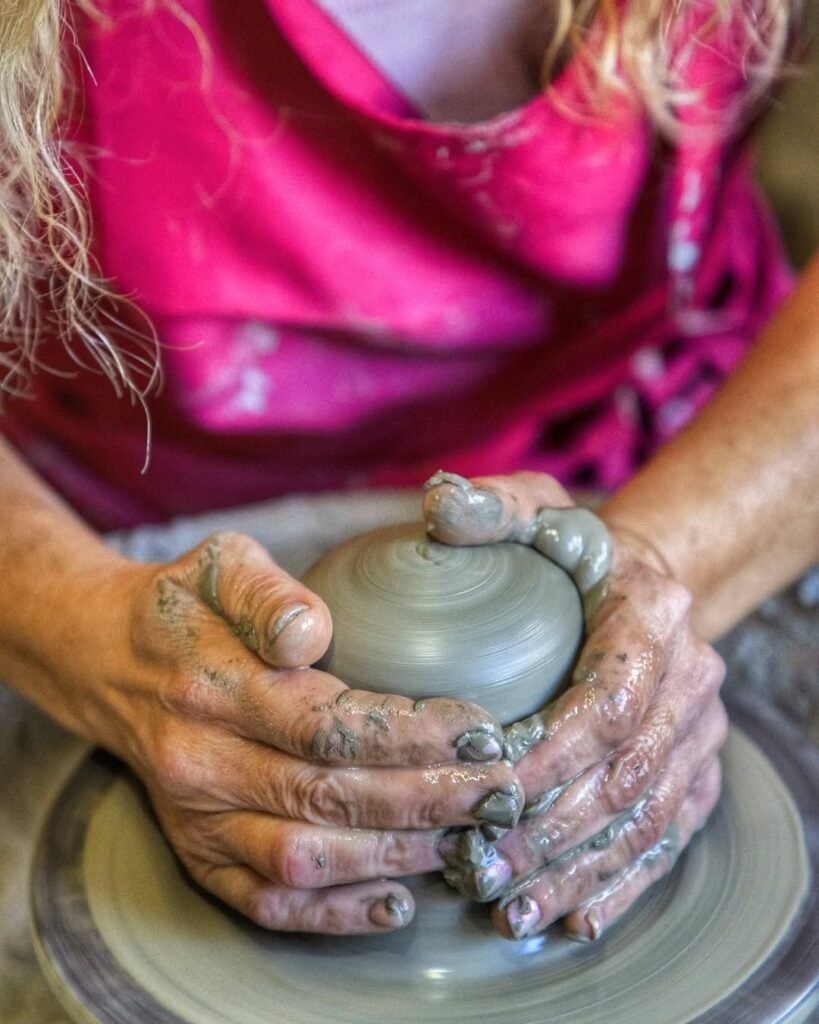 In Margarites Village, Rethymno, Crete, Mrs. Katerina Dandolou shapes clay the traditional way—using a foot-powered wheel, just as generations before her have done. Her handmade creations carry the weight of history and the warmth of true Cretan craftsmanship.