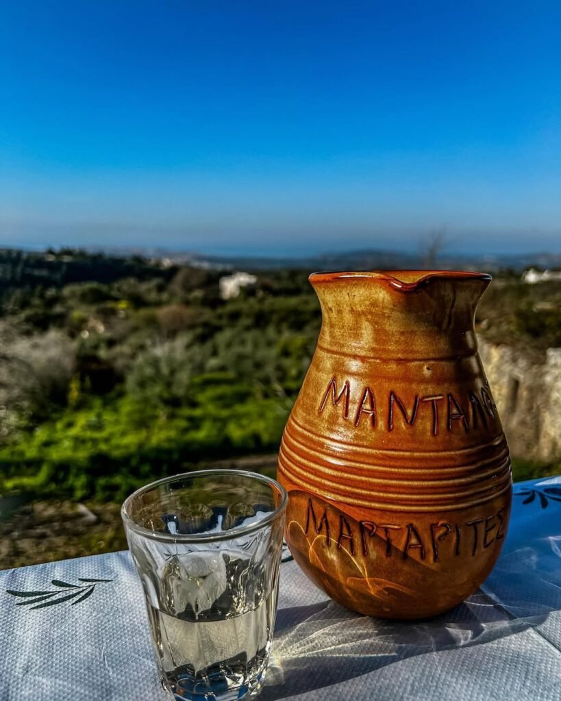 Raki tastes even better with a view—especially when you're sipping it in Margarites, surrounded by the natural beauty of Crete’s hills and valleys. 