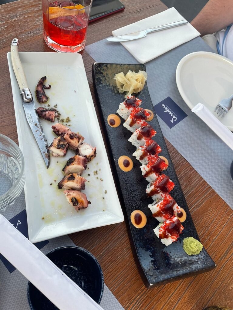 A creative twist on Cretan seafood at Saradari in Anissaras, Hersonissos—where local flavors meet international flair, just above the stunning Sarandaris Coves. 
