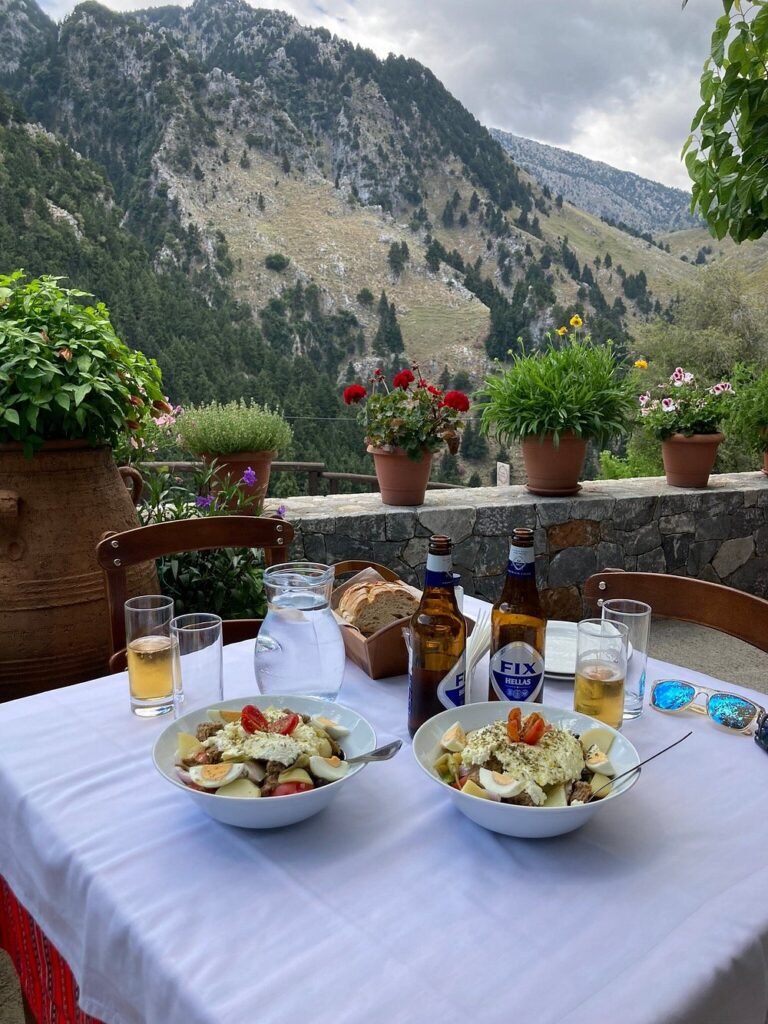 Unbeatable mountain views from Emilia's Taverna in Zourva—one of the most scenic traditional Chania tavernas.