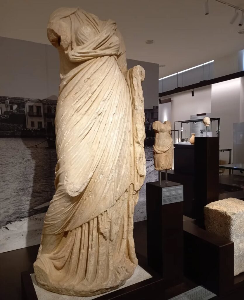 Statues at the Archaeological Museum of Agios Nikolaos showcase the artistic refinement that flourished in eastern Crete during the classical period. 