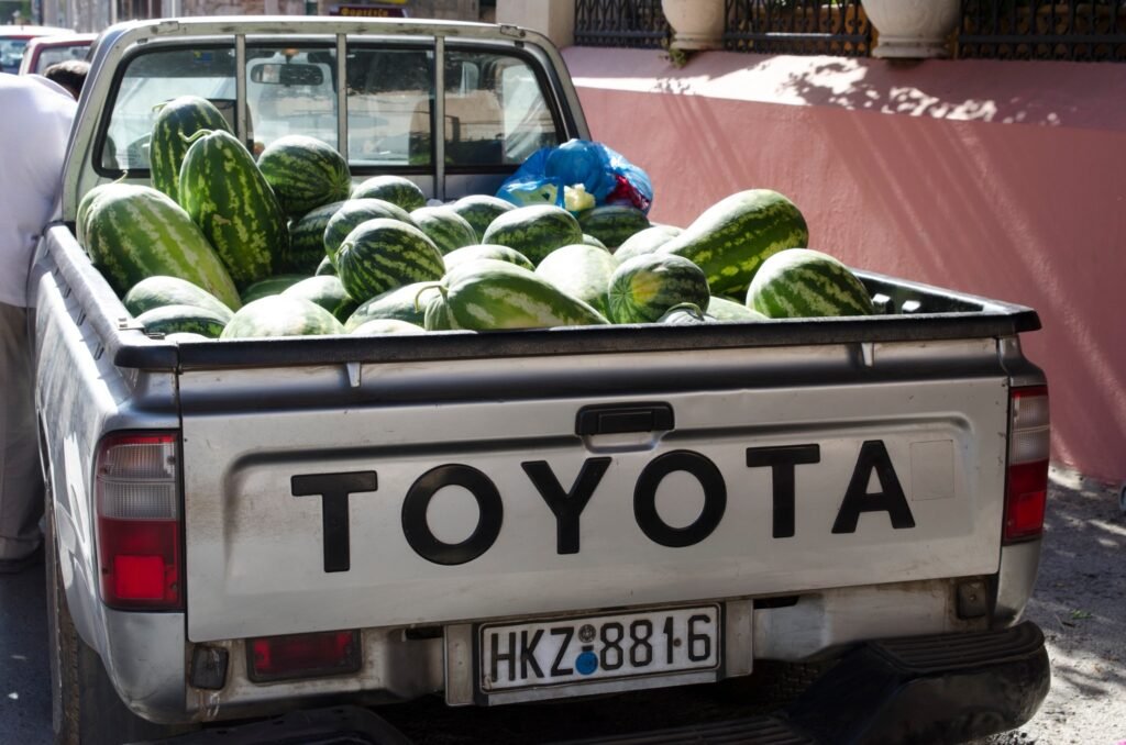 This is what I love about driving in rural Crete - stumbling upon scenes like this where local farmers are bringing their fresh produce to town. These watermelon-loaded pickups are a delightful reminder of the island's agricultural heart.
