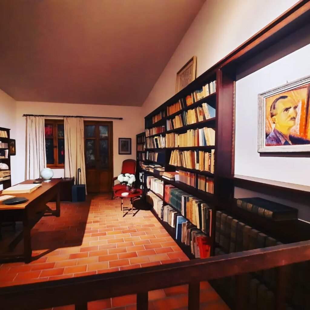 Nikos Kazantzakis's actual study at the Historical Museum of Crete was transported from his home in Antibes, France, complete with his personal library and manuscripts that showcase his literary genius. 