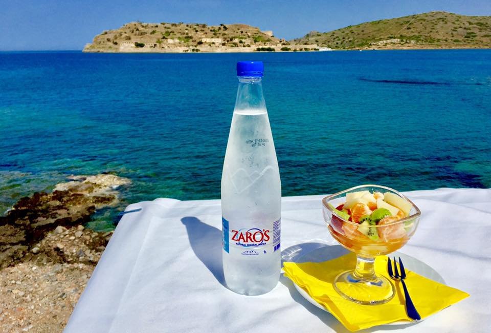 Zaros water with Spinalonga Island in the distance.