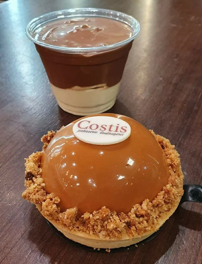 Exquisite desserts from Costis Patisserie Boulangerie, showcasing the quality and artistry that has earned this family bakery the reputation as "the best sweet-shop in Heraklion" among devoted locals.