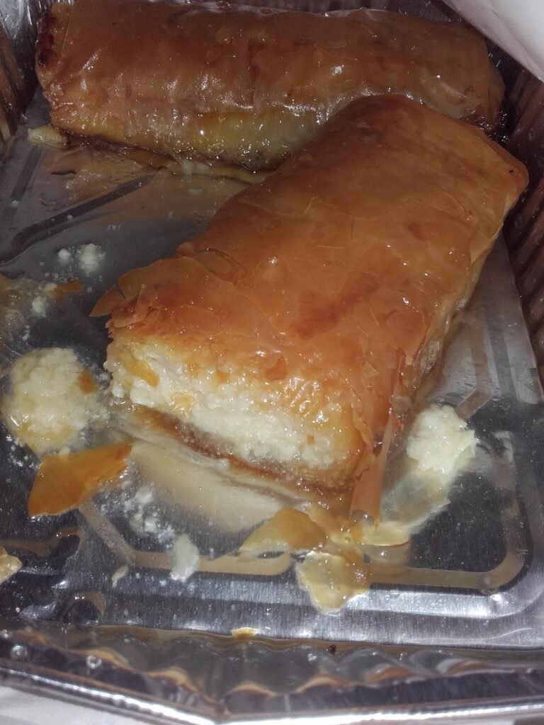 Gloria Patisserie's award-winning galaktoboureko with its layers of crispy phyllo and rich milk custard, made from the same unchanged recipe that has delighted Heraklion locals for over 50 years.