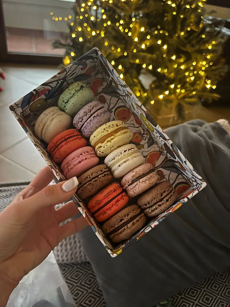 Elegant macarons from Gloria Patisserie, where nearly six decades of baking expertise creates beautifully crafted French-inspired treats alongside traditional Greek sweets in this historic Heraklion establishment.